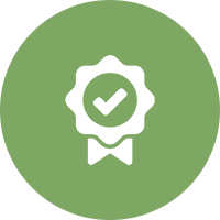 A green circle with a check mark in the middle.