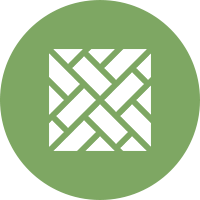 A green circle with an image of a square in it.